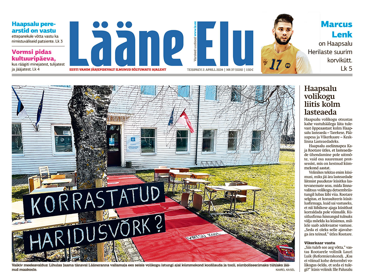Lääne Elu paberleht teisipäeval, 1. aprillil Lääne Elu paberleht teisipäeval, 1. aprillil