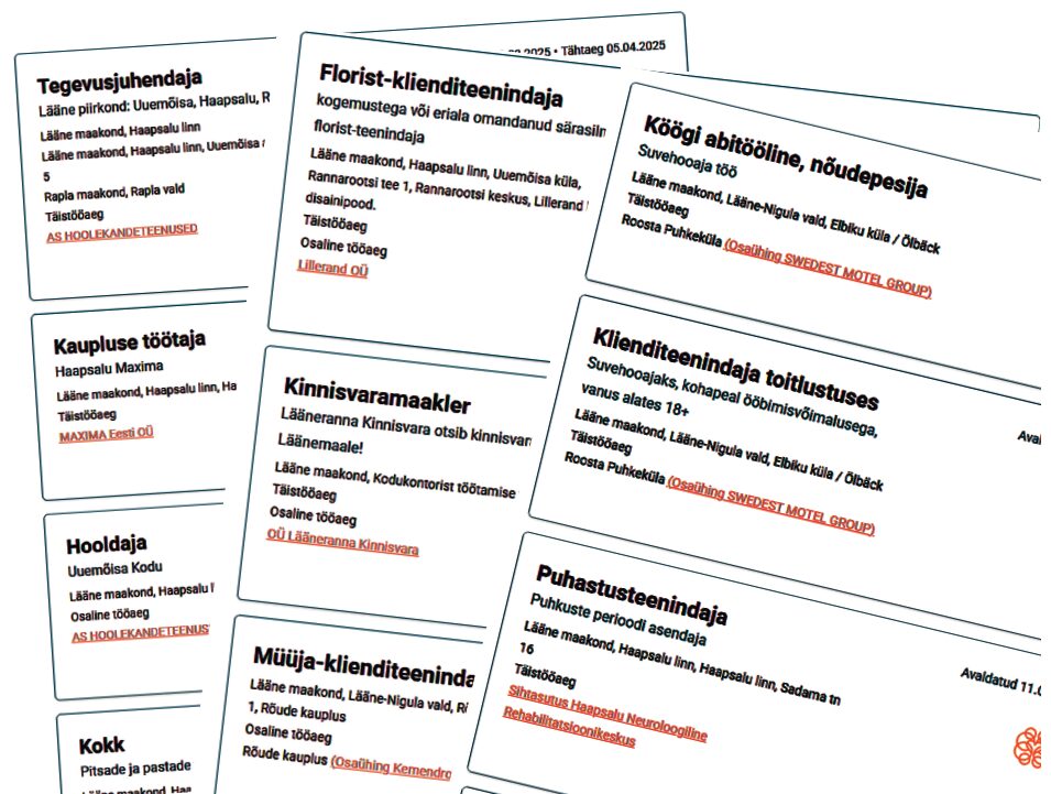 Läänlaste töösoovid ei ühti tööpakkumistega Läänlaste töösoovid ei ühti tööpakkumistega