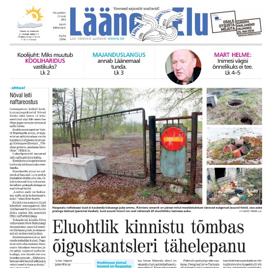 Lääne Elu paberleht neljapäeval, 15. mail Lääne Elu paberleht neljapäeval, 15. mail