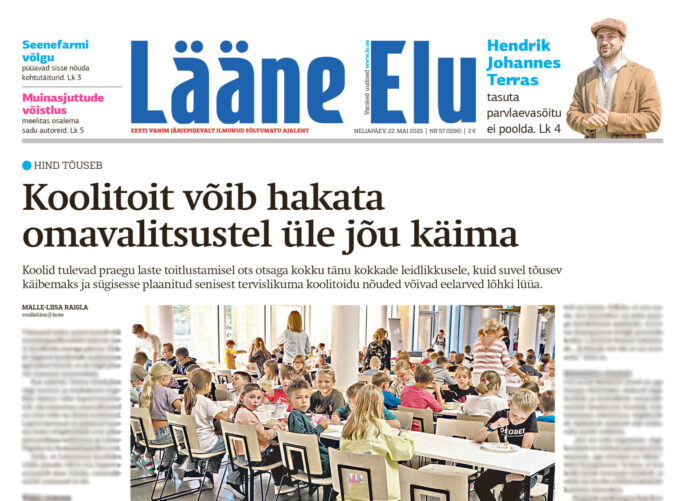 Lääne Elu paberleht neljapäeval, 22. mail Lääne Elu paberleht neljapäeval, 22. mail