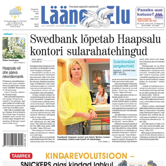 Lääne Elu paberleht teisipäeval, 20. mail