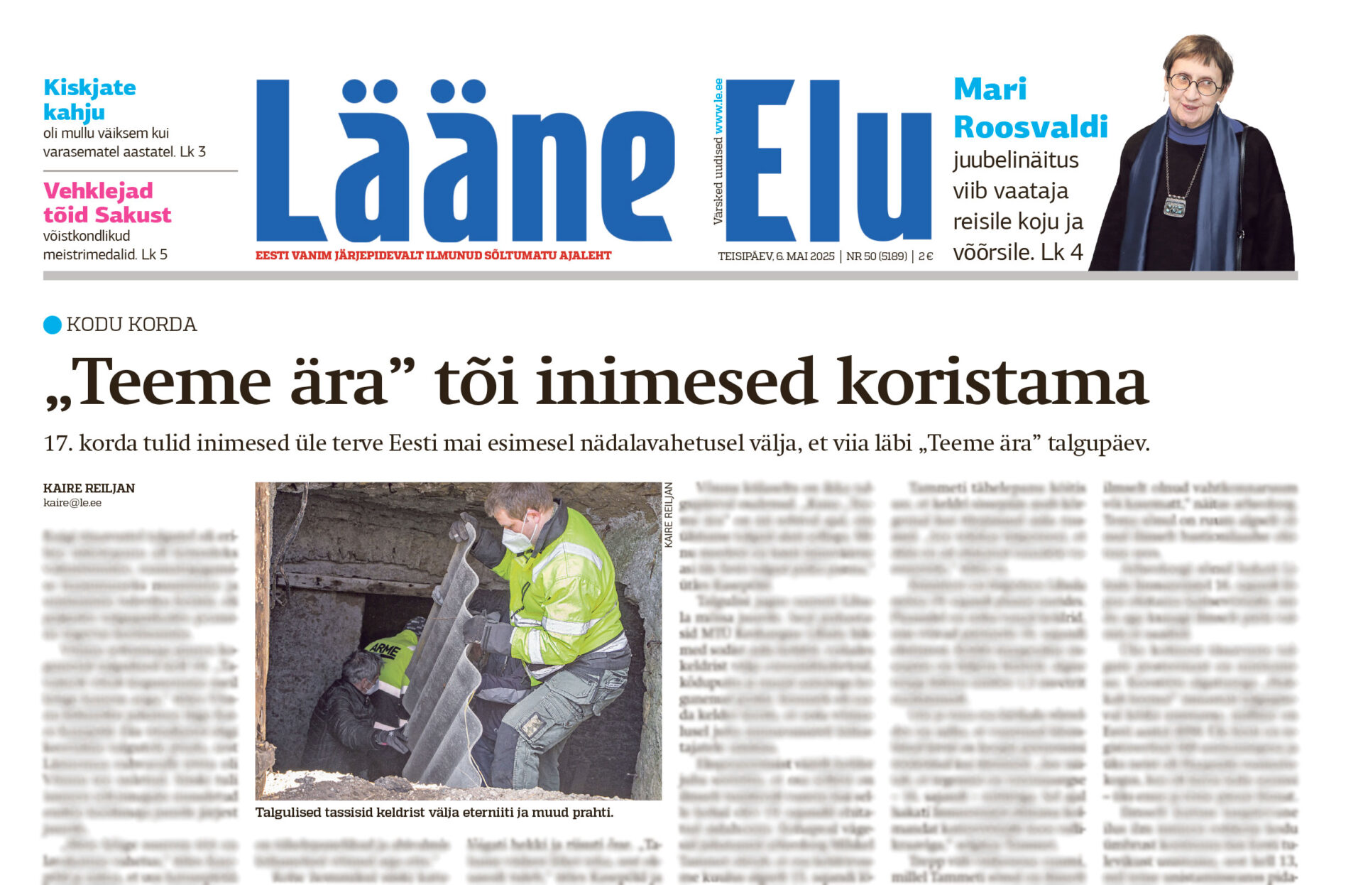 Lääne Elu paberleht teisipäeval, 6. mail Lääne Elu paberleht teisipäeval, 6. mail